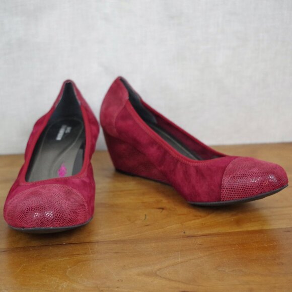 Ross Hommerson Red Leather Wedge Shoes Size 10M - Picture 1 of 8